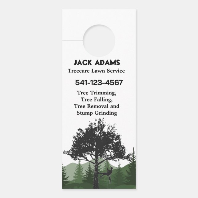 Affichette de porte du service de pelouse Treecare (Devant)