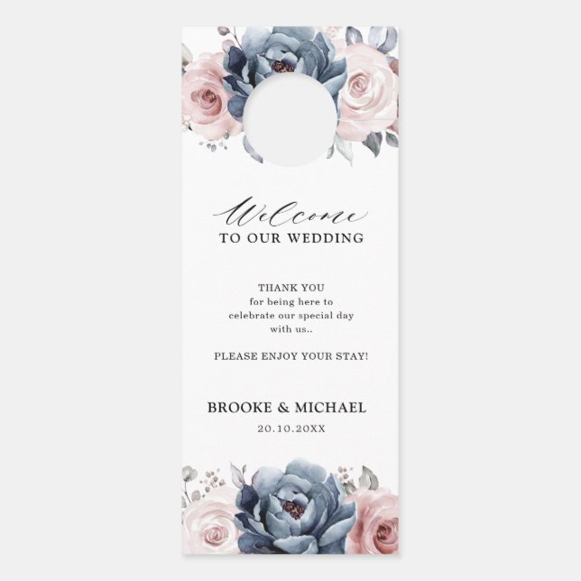 Affichette De Porte Dusty Blue Mauve Rose Assiette rose Ne Disturent P (Dos)