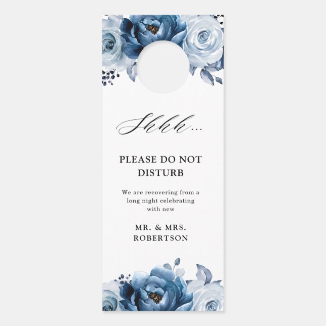 Affichette De Porte Dusty Blue Slate Mariage Ne Disturbe Pas (Devant)