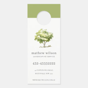 Affichette De Porte Elégant Aquarelle Arbre Pelouse tondeuse