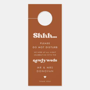 Affichette De Porte Élégant rétro Burnt Orange Mariage Ne pas déranger