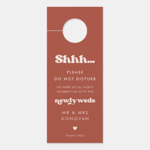 Affichette De Porte Élégant rétro Terracotta Mariage Ne pas déranger