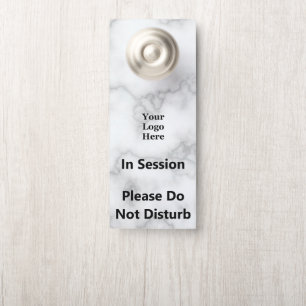 Affichette De Porte En Session Ne Disturb Pas Et Logo Marbre blanc Fau