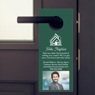 Affichette De Porte Entreprise Immobilière Verte Publicité Agent Immob