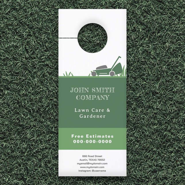 Affichette De Porte Entretien de pelouse et jardinier (Lawn Care & Gardener Door Hanger)