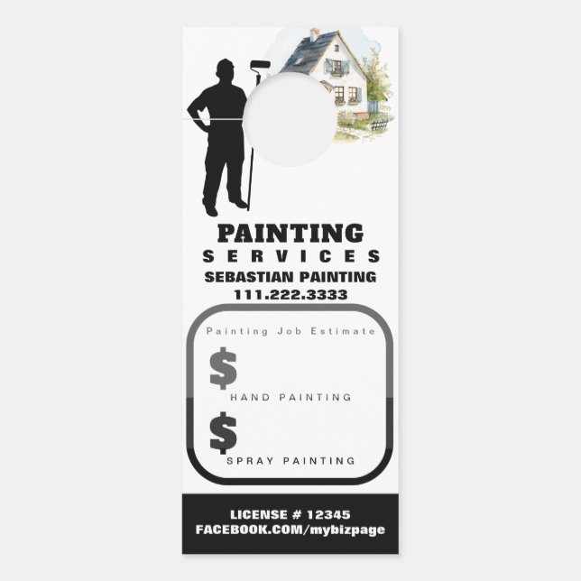 Affichette De Porte *~* Estimer Citation Maison peinture QR externe (Devant)