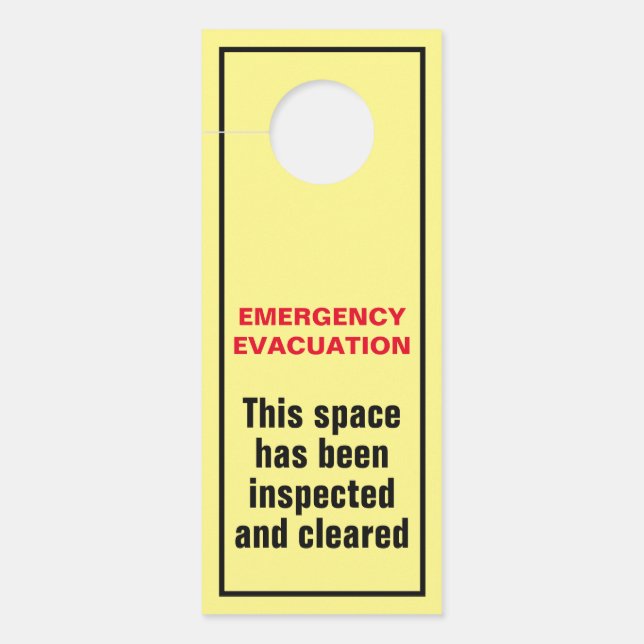 Affichette De Porte Évacuation d'urgence incendie Forage de sol Suite  (Devant)