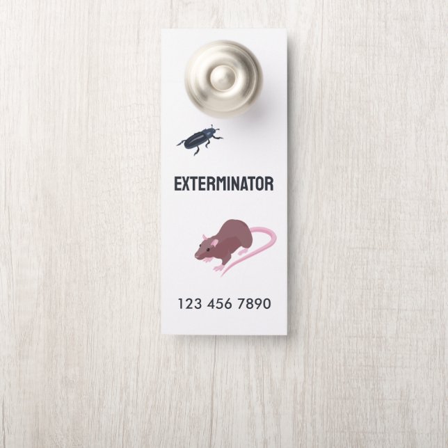 Affichette De Porte Exterminateur de ravageurs rongeurs QR (Sur le bouton)