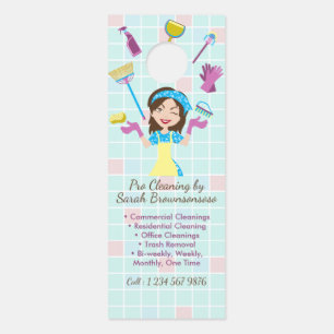 Affichette De Porte Femme de ménage Cartoon Pro
