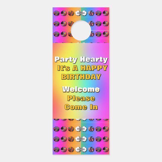 Affichette De Porte Fête Coeur C'est un joyeux anniversaire (Dos)