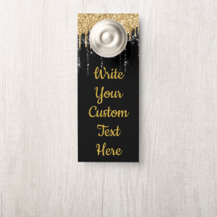 Affichette De Porte Fête d'anniversaire de mariage texte Or Noir