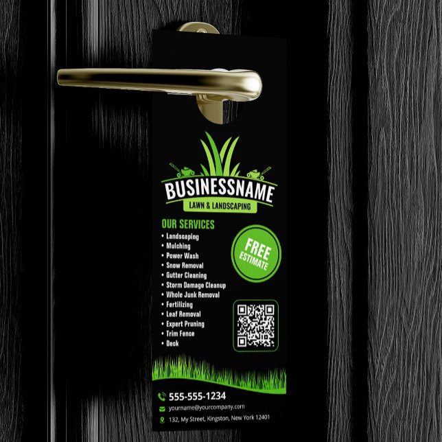 Affichette De Porte Garderie de pelouse verte noire Entrepôt d'aménage (Créateur téléchargé)