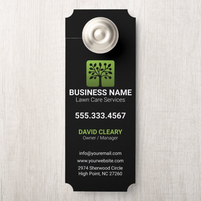Affichette De Porte Green Wave Professional Tree Lawn Care (Sur le bouton)