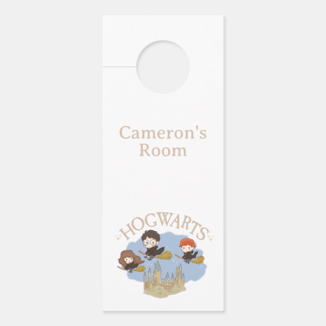 Affichette De Porte HARRY POTTER™, Hermione & Ron Fly Over HOGWARTS™ (Devant)
