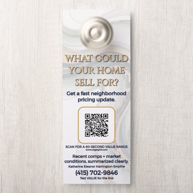 Affichette De Porte Home Value Range in 60 Seconds—Scan & Text (Sur le bouton)