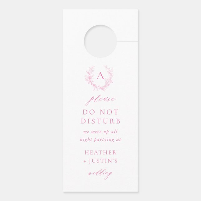 Affichette De Porte Hôtel Victorian Toile rose Mariage (Dos)