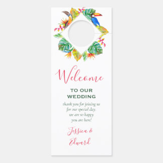 Affichette De Porte Hôtes Mariages Hawaiiens au paradis tropical color