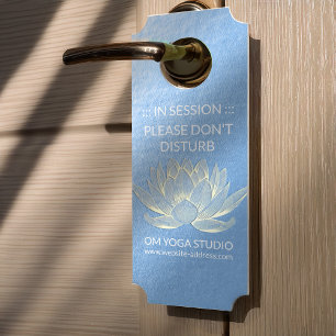 Affichette De Porte Instructeur de méditation Blue Gold Lotus Yoga Stu