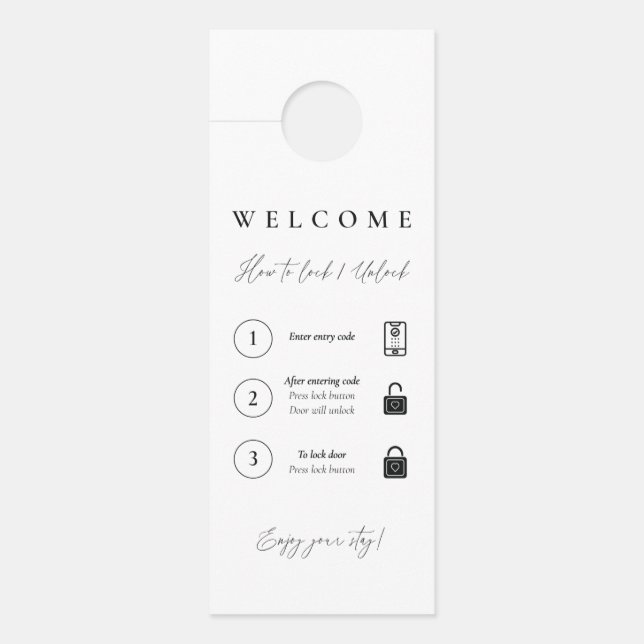 Affichette De Porte Instructions de verrouillage/déverrouillage de l'A (Devant)