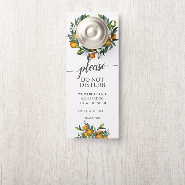 Affichette De Porte Invité Mariage Tangerine Vibrant Ne Disturbe Pas (Sur le bouton)