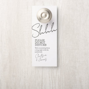Affichette De Porte Ivoire   Mariage minimaliste de script chic