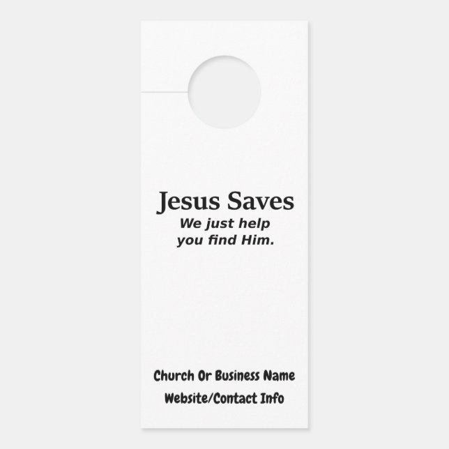 Affichette De Porte Jésus Saves - Nous Vous Aidons À Le Trouver (Devant)