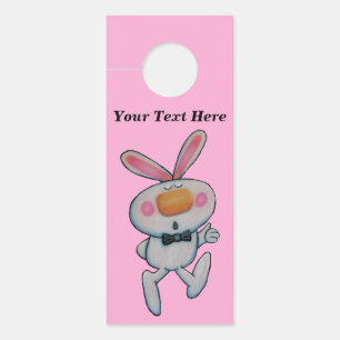 Affichette De Porte Joyeux lapin blanc portant des pouces de Cravate n
