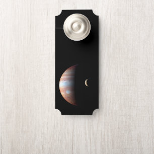 Affichette De Porte Jupiter Planète Géante Gazeuse & Io Lune Galiléenn