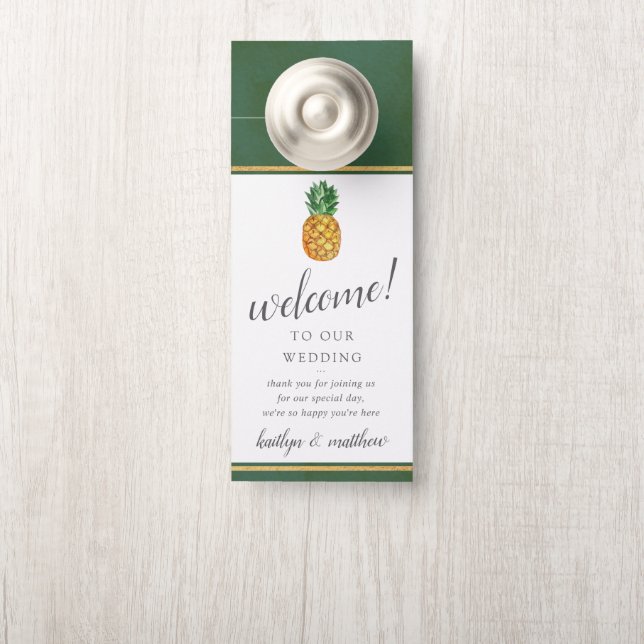 Affichette De Porte La collection de Mariages d'ananas tropicaux (Sur le bouton)