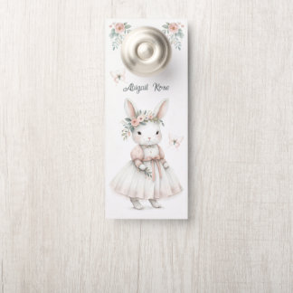 Affichette De Porte Lapin en robe