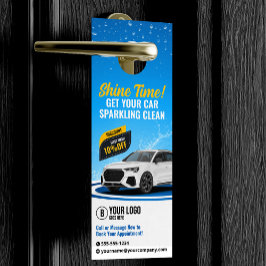 Affichette De Porte Lavage de voiture bleu Détail automatique Nettoyag