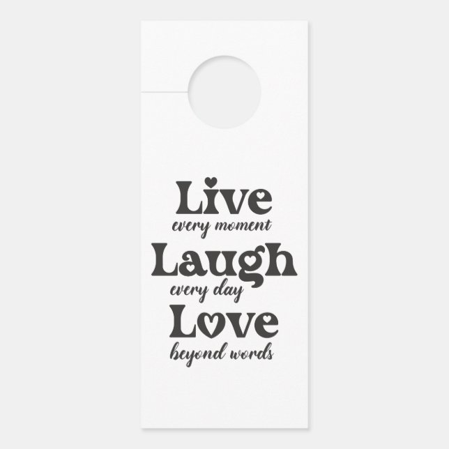 Affichette De Porte live, rire, amour - trois beaux mots (Devant)