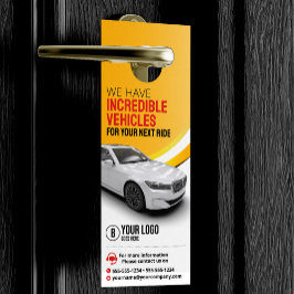 Affichette De Porte Location de voiture Jaune Professionnel Location d
