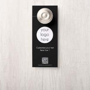 Affichette De Porte Logo d'entreprise Code QR promotionnel noir
