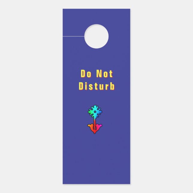 Affichette De Porte Logo Fleur Ne Pas Déranger Bleu   (Devant)