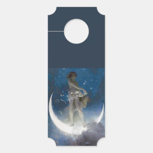 Affichette De Porte Lune Déesse de Nuit Dispersant les Étoiles