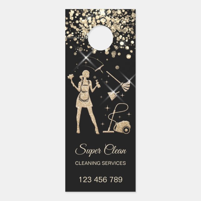 Affichette De Porte Maison de nettoyage domestique Parties scintillant (Devant)