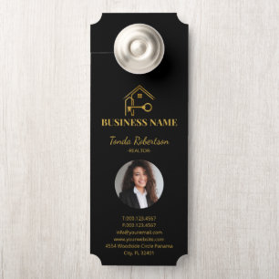 Affichette De Porte Maison Élégante Clé Dorée Realtor Professionnel