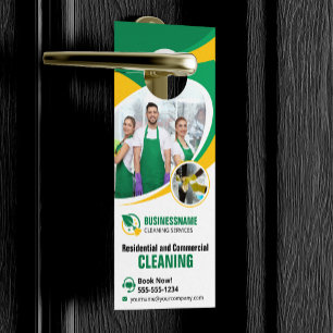 Affichette De Porte Maison Verte Jaune Nettoyage Entretien Ménager Fem