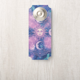 Affichette De Porte Mandala Galaxie Nébuleuse Soleil & Lune Céleste