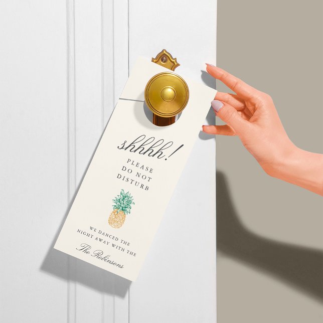 Affichette De Porte Mariage d'ananas vintage Bienvenue/Ne pas déranger (Créateur téléchargé)