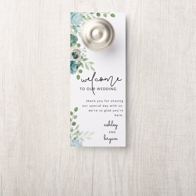 Affichette de porte Mariage Dusty Blue (Sur le bouton)
