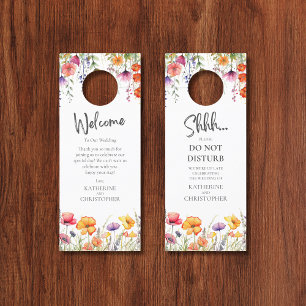 Affichette De Porte Mariage Fleur sauvage coloré Shhh ne dérange pas