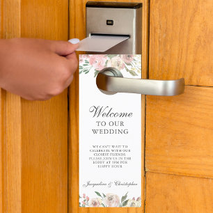 Affichette De Porte Mariage Floral Élégant Ne Pas Déranger & Bienvenue