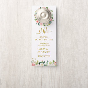 Affichette De Porte Mariage moderne Blush Gold ne dérangez pas