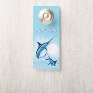 Affichette De Porte Marlin Bleu Jaillissant de l'Océan