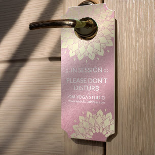 Affichette De Porte Méditation Yoga Instructeur Rose Gold Mandala Lotu