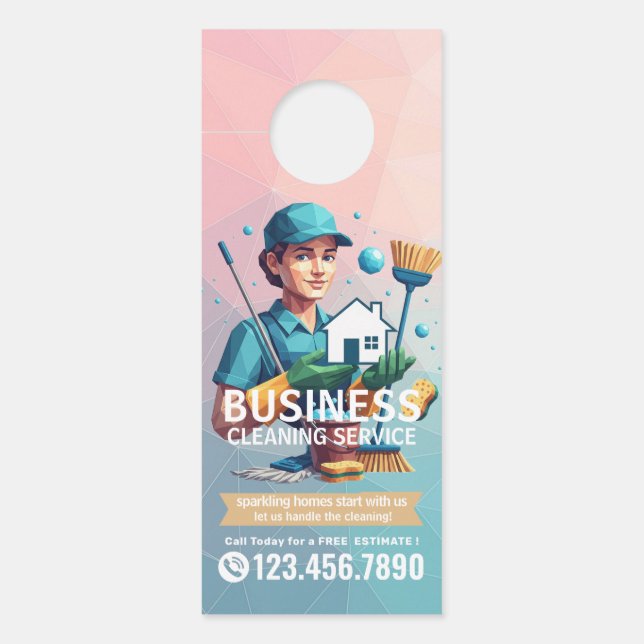 Affichette De Porte Modern House Cleaning Maid Service Housekeeping (Devant)