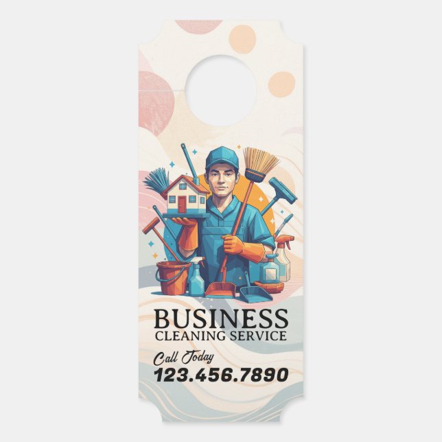 Affichette De Porte Modern House Cleaning Maid Service Housekeeping (Devant)