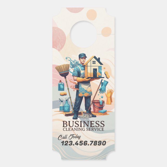 Affichette De Porte Modern House Cleaning Maid Service Housekeeping (Dos)